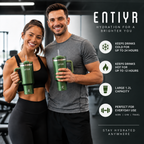 ENTIYR - Travel Mug Coffee Cup 1.2L Water Bottle with Straw, Matcha Green