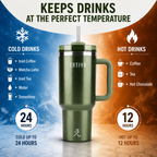 ENTIYR - Travel Mug Coffee Cup 1.2L Water Bottle with Straw, Matcha Green